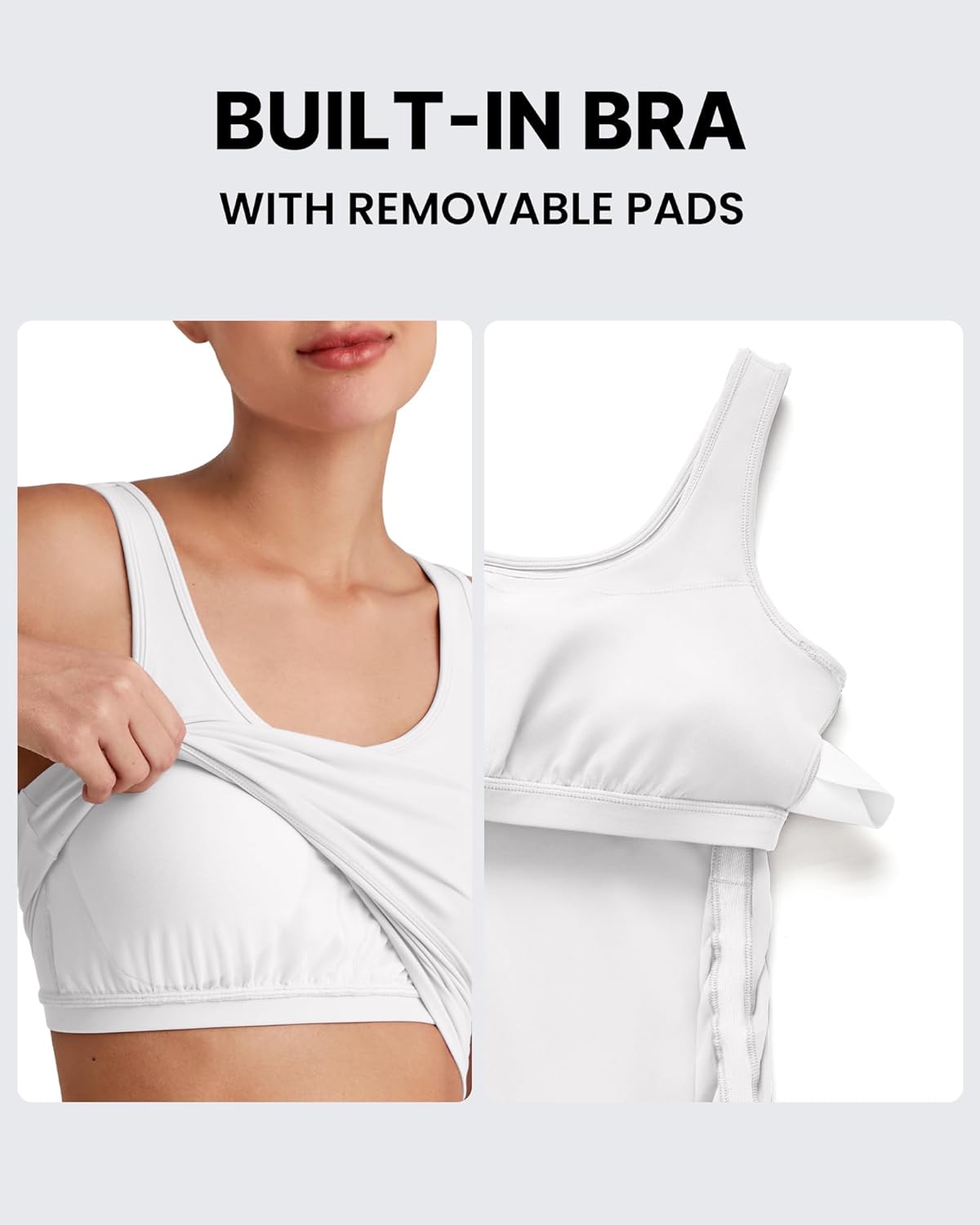G4Free BareFeel Built in Bra Maternity Tank Tops with Removable Pads Ruched Sleeveless Stretchy Pregnancy Yoga Workout Shirts