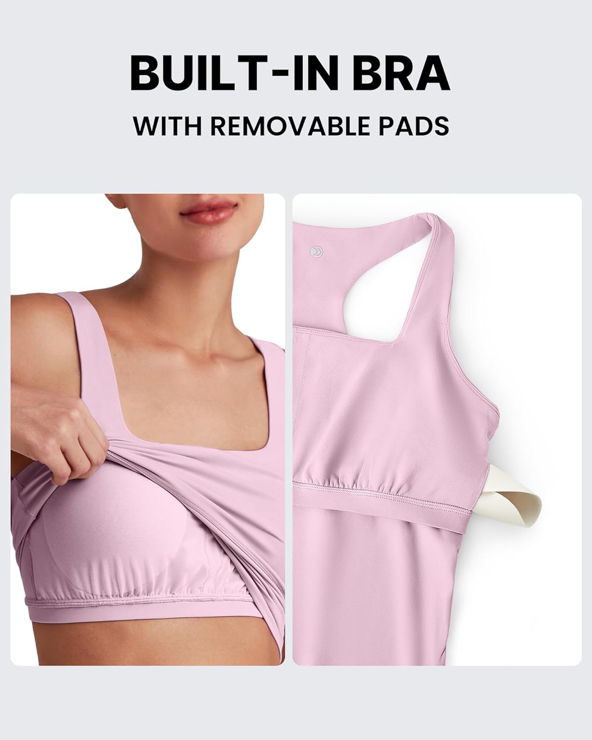G4Free BareFeel Maternity Racerback Tank Tops with Built in Bra Ruched Sleeveless Square Neck Pregnancy Yoga Workout Shirts