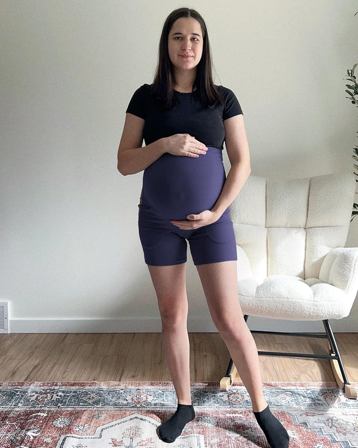 G4Free BareFeel Maternity Athletic Shorts with Pockets Over The Belly Workout Pants Comfy Summer Pregnancy Clothes