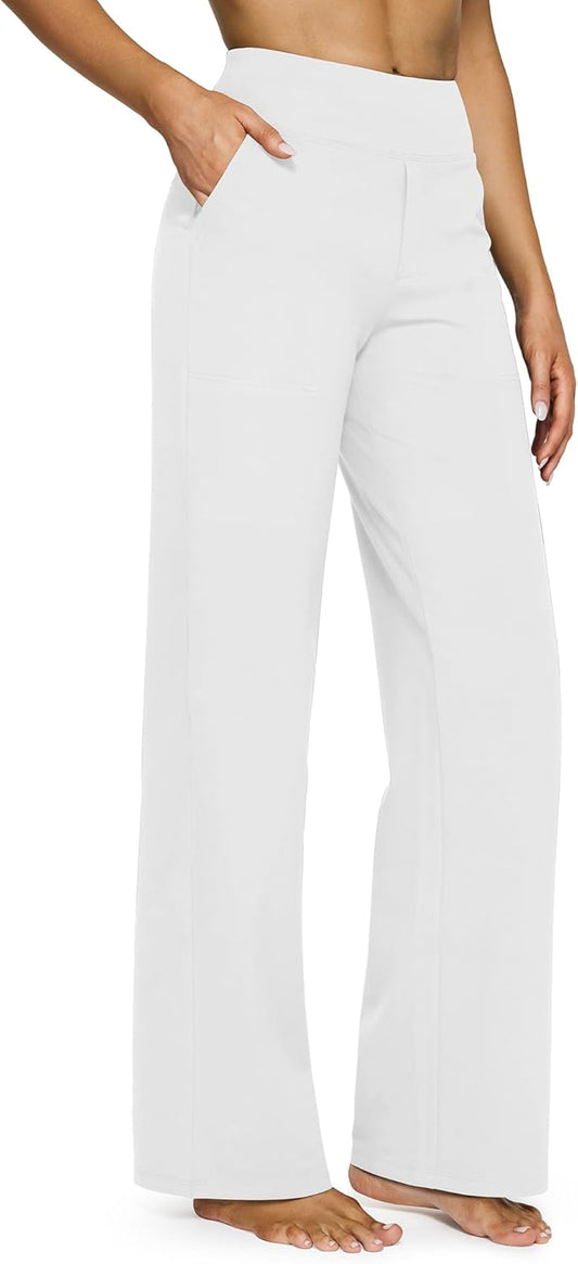 G4Free Yoga Pants Women Wide Leg Pants with Pockets High Waist Stretch Dress Casual Sweatpants Petite/Regular/Tall