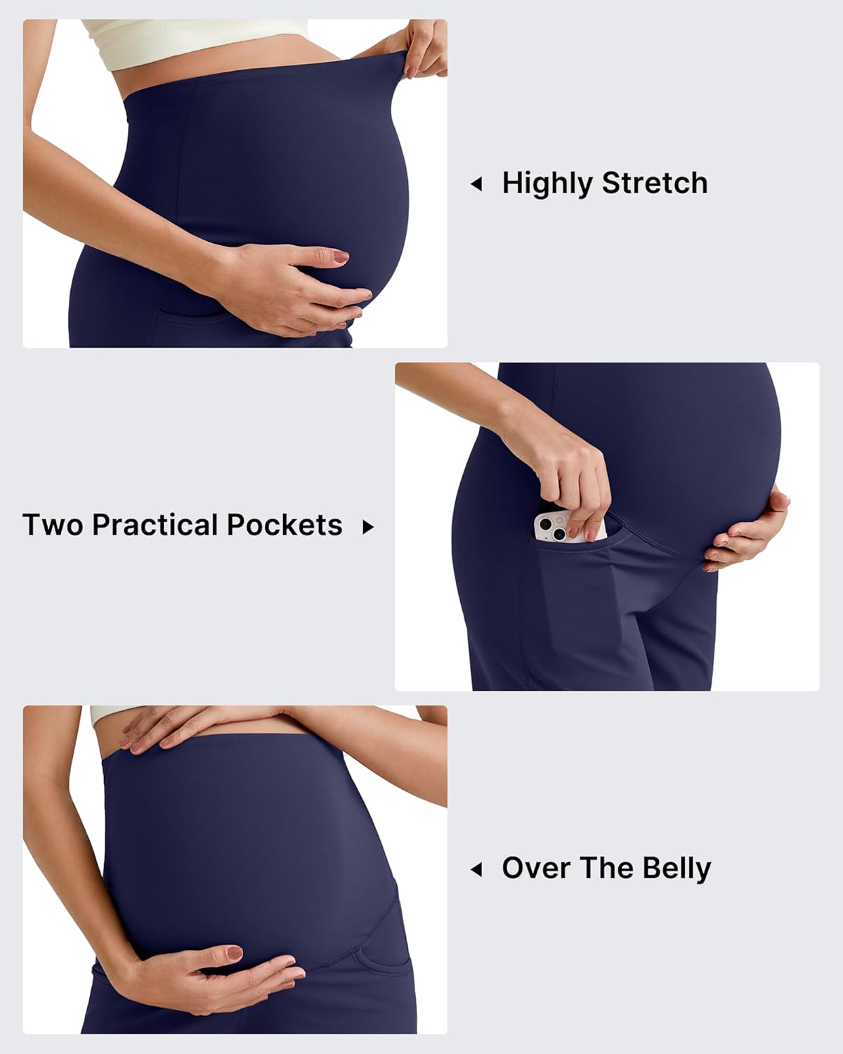 G4Free BareFeel Maternity Athletic Shorts with Pockets Over The Belly Workout Pants Comfy Summer Pregnancy Clothes